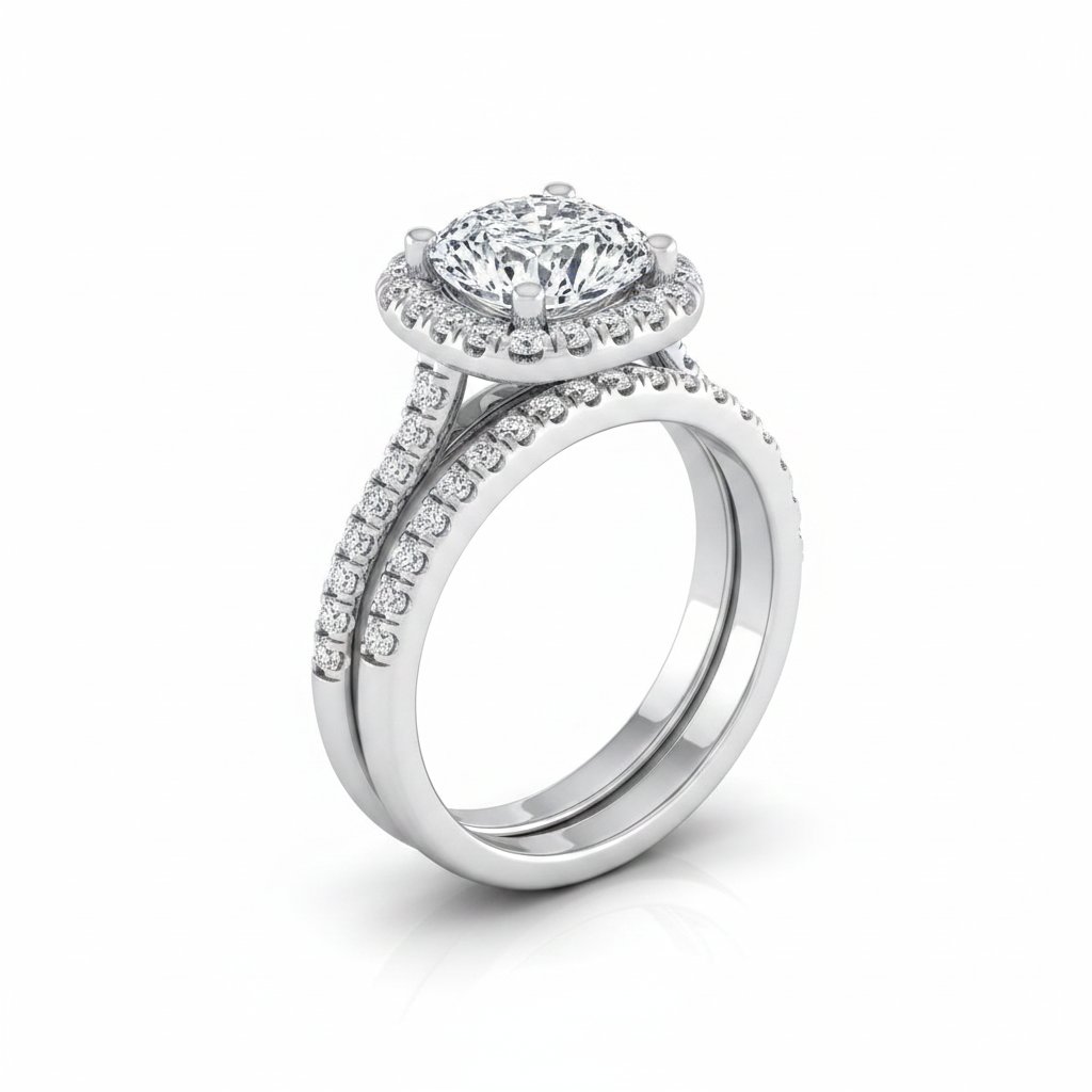 The Bianca Matching Wedding Band, Cushion in 18K White Gold | RockHer