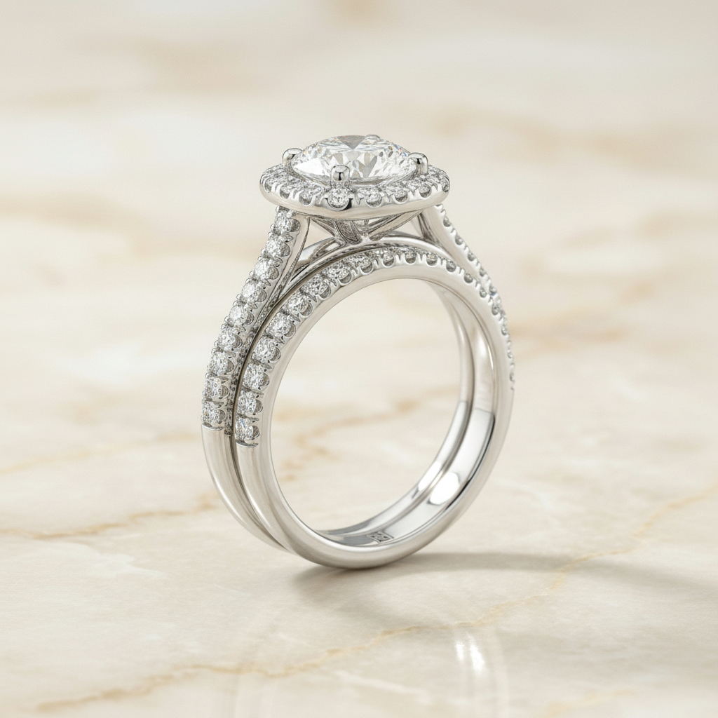 The Bianca Matching Wedding Band, Round in 18K White Gold | RockHer
