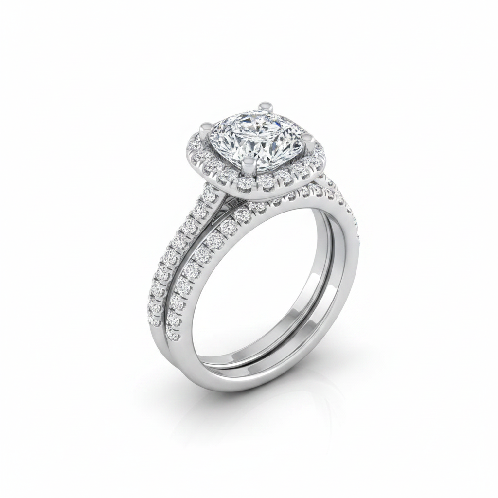 The Bianca Matching Wedding Band, Cushion in Platinum | RockHer