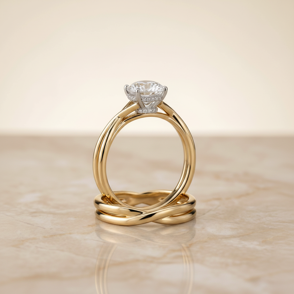 The Blondie Matching Wedding Band, Round in 18K Yellow Gold