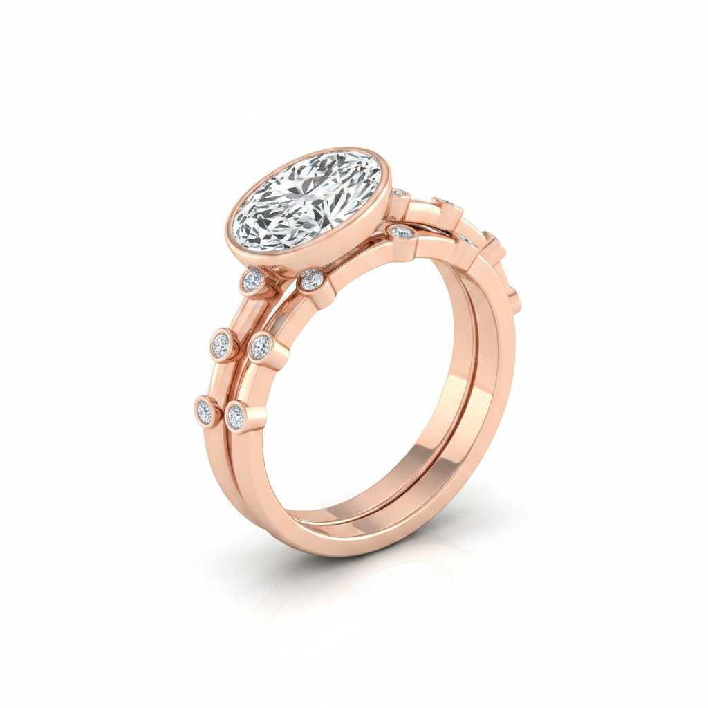 The Brandi Matching Wedding Band, Oval in 14K Rose Gold