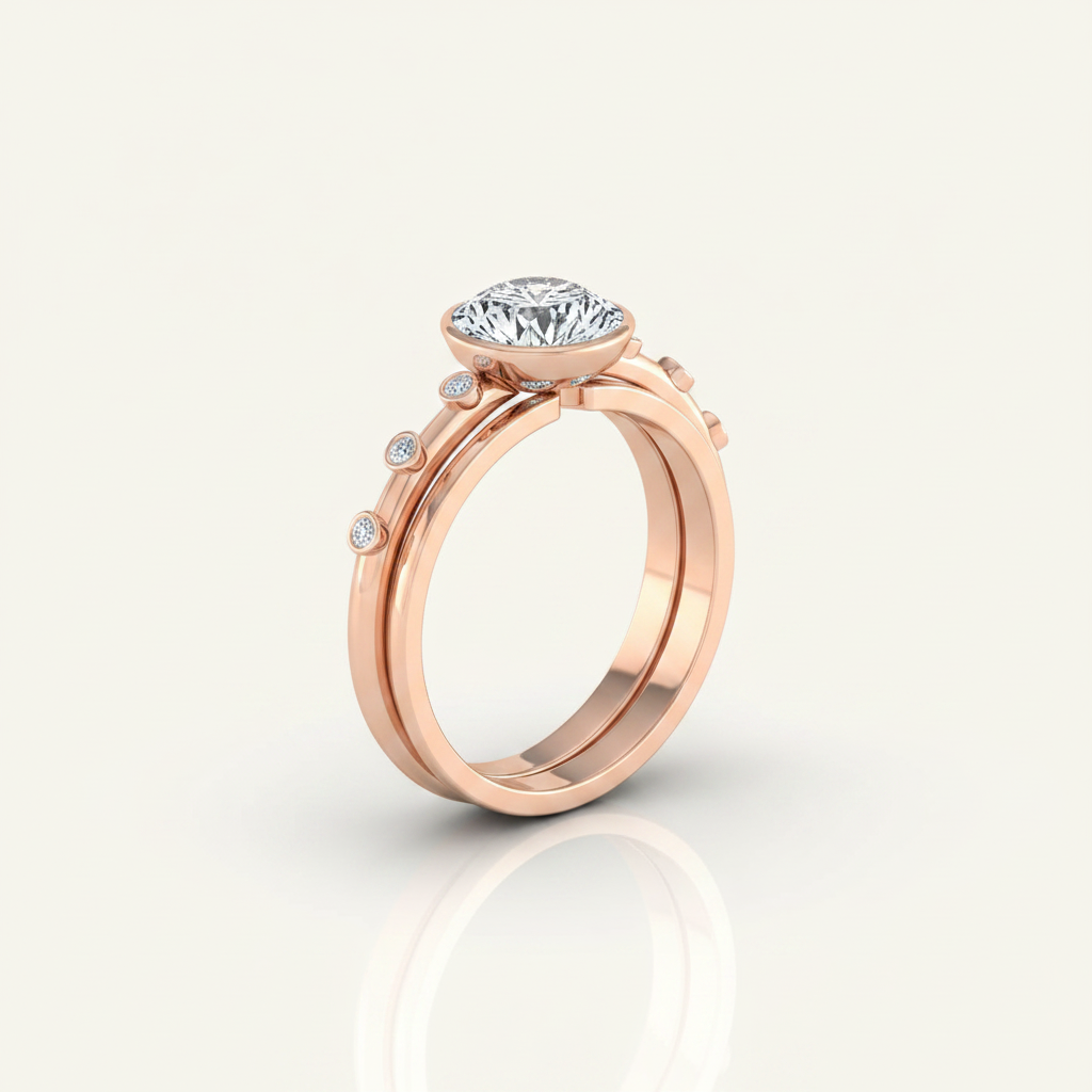 The Brandi Matching Wedding Band, Round in 14K Rose Gold