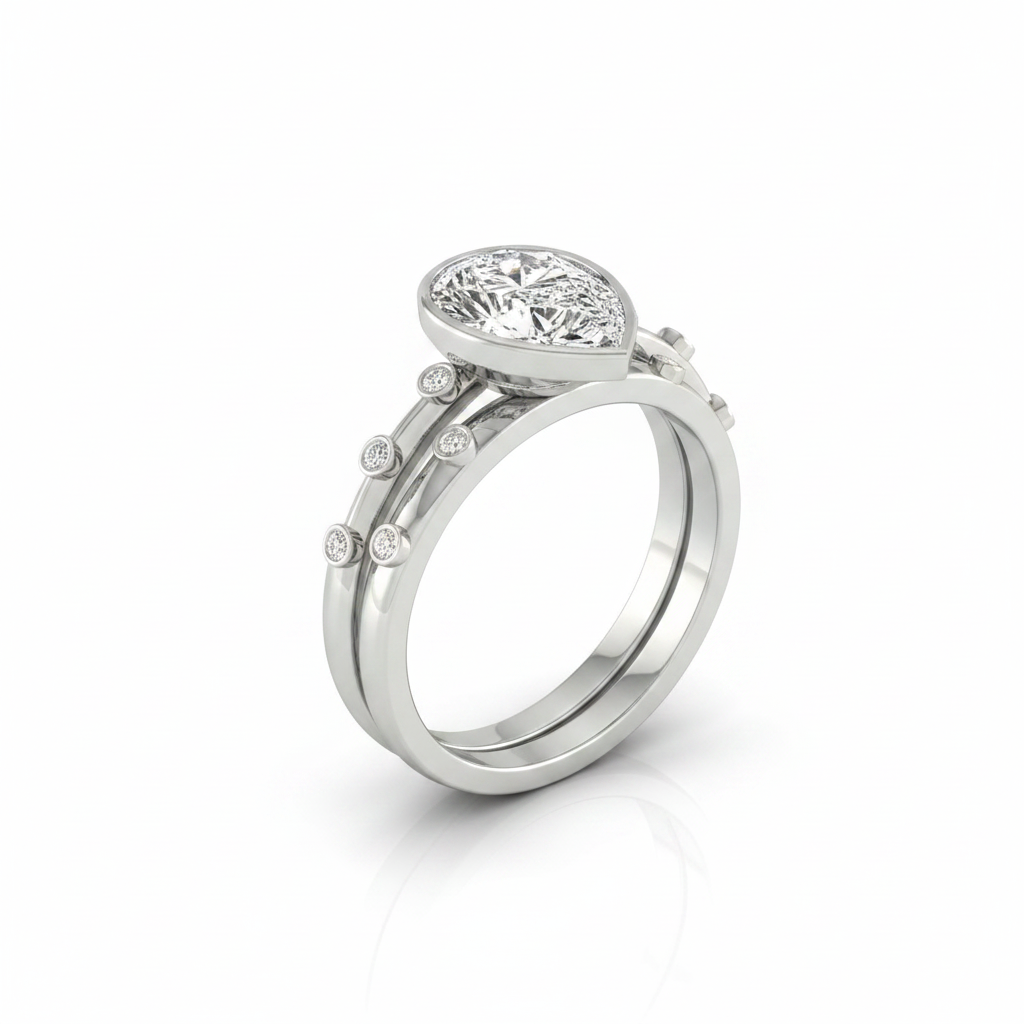 The Brandi Matching Wedding Band, Princess in Platinum