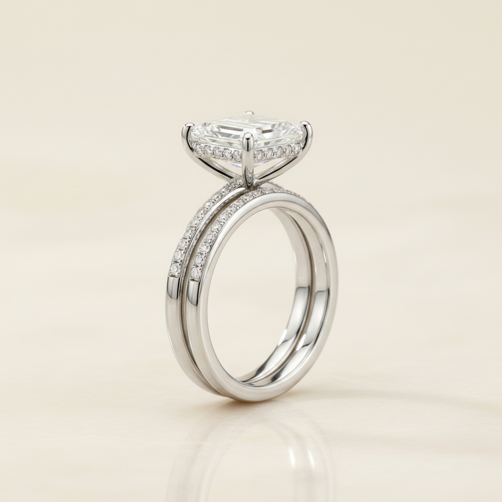 The Brenda Matching Wedding Band, Radiant in 18K White Gold
