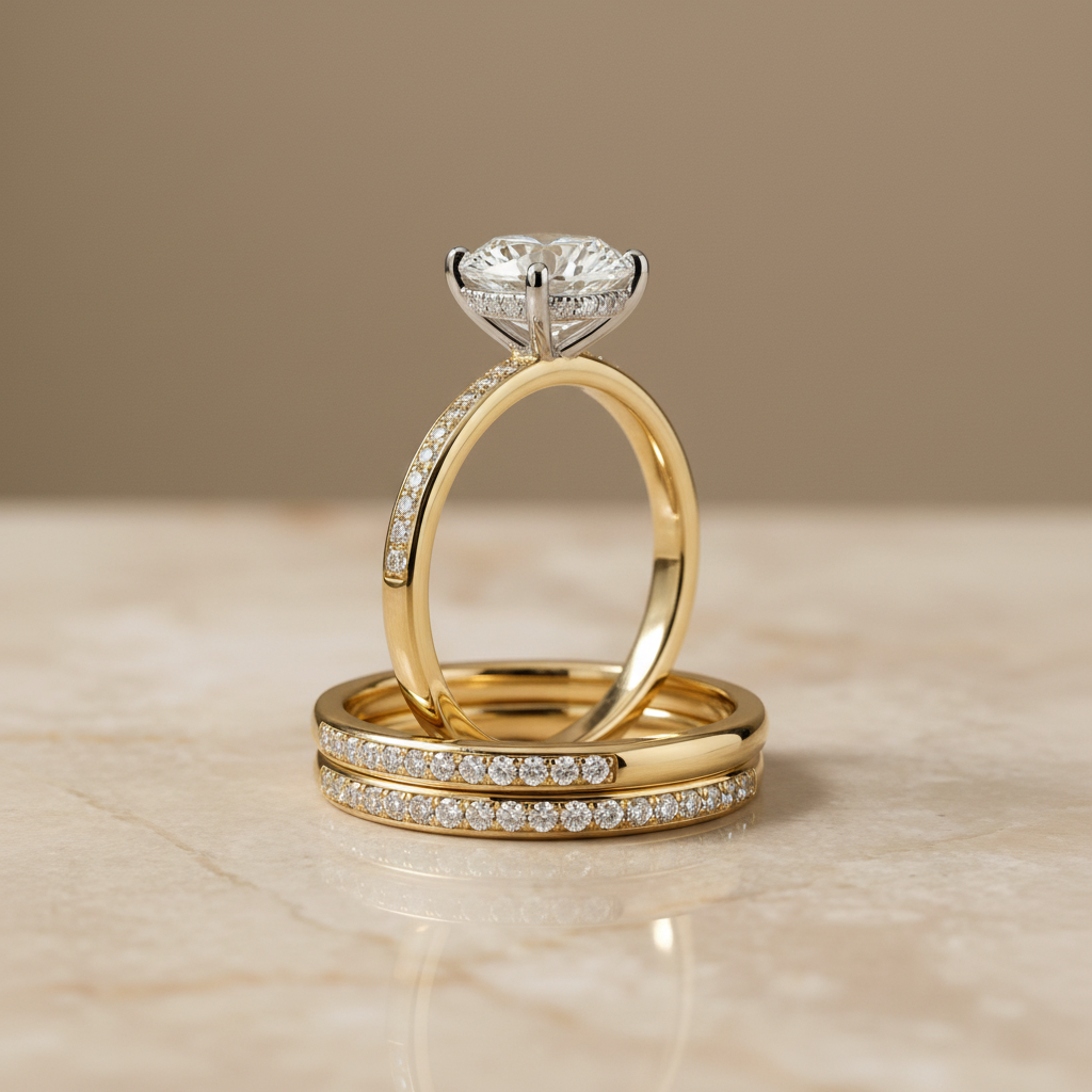The Brenda Matching Wedding Band, Round in 18K Yellow Gold