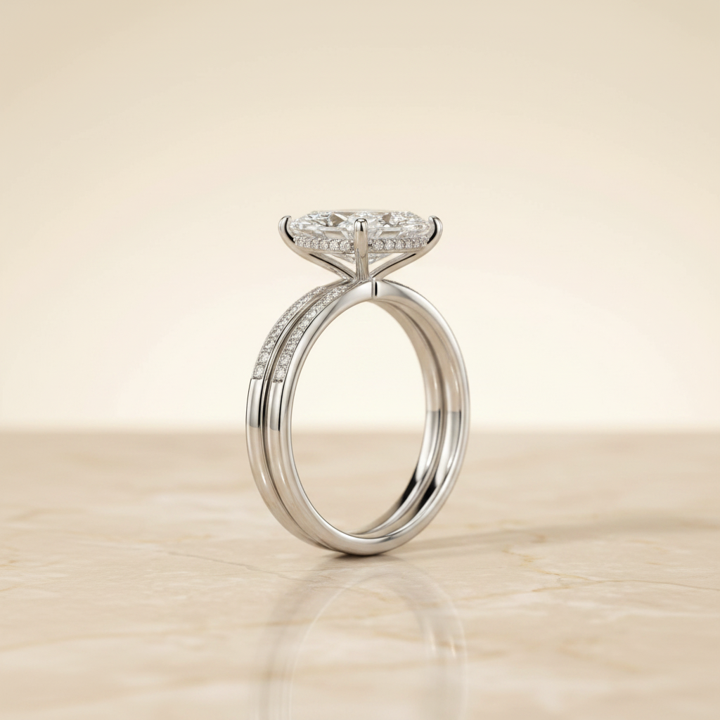 The Brenda Matching Wedding Band, Princess in Platinum