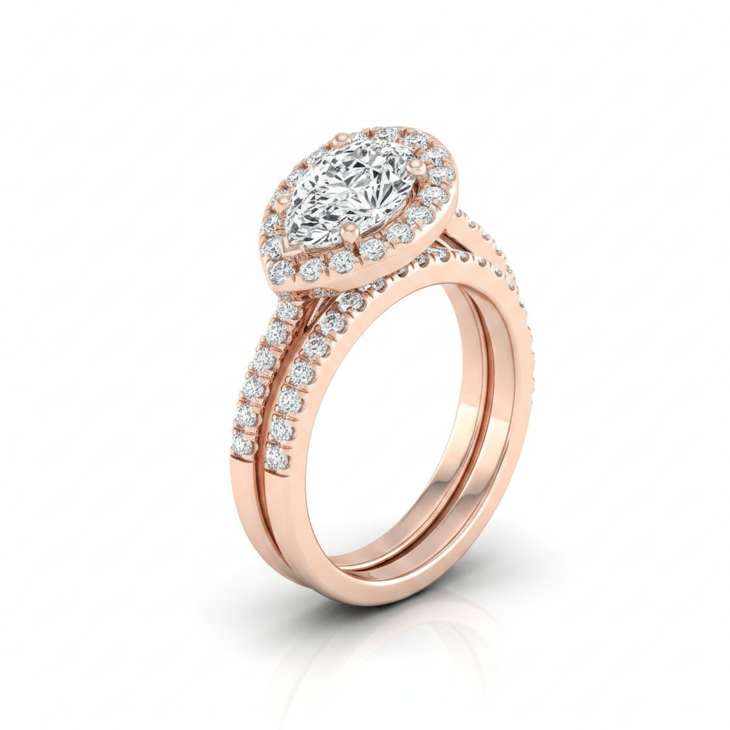 The Calliope Matching Wedding Band, Pear in 14K Rose Gold
