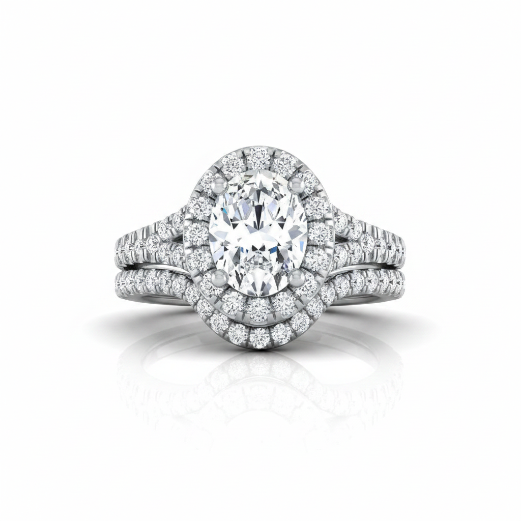 The Calliope Matching Wedding Band, Oval in 18K White Gold