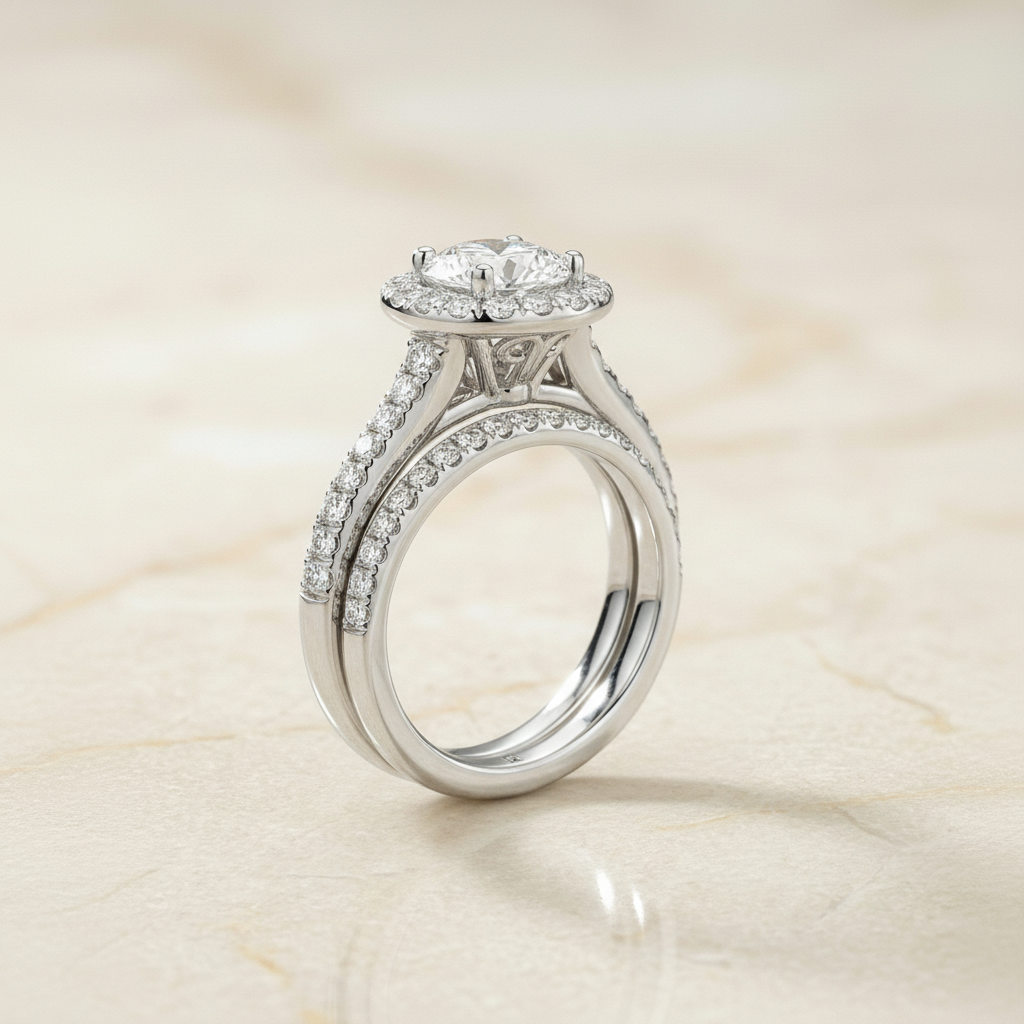The Calliope Matching Wedding Band, Round in Platinum