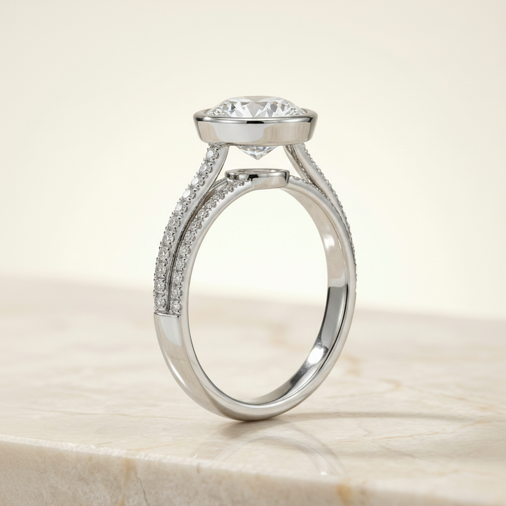 The Cappella Matching Wedding Band, Round in Platinum