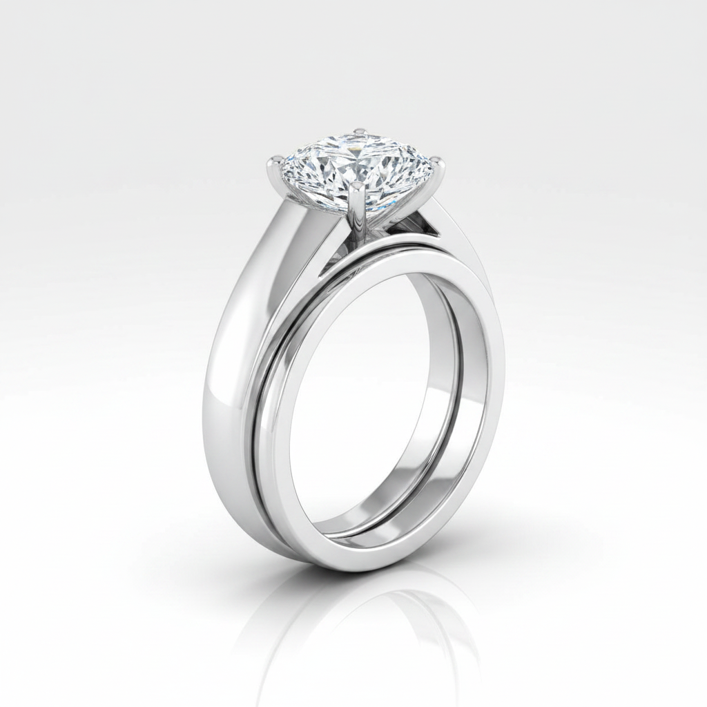 The Carly Matching Wedding Band, Cushion in 18K White Gold