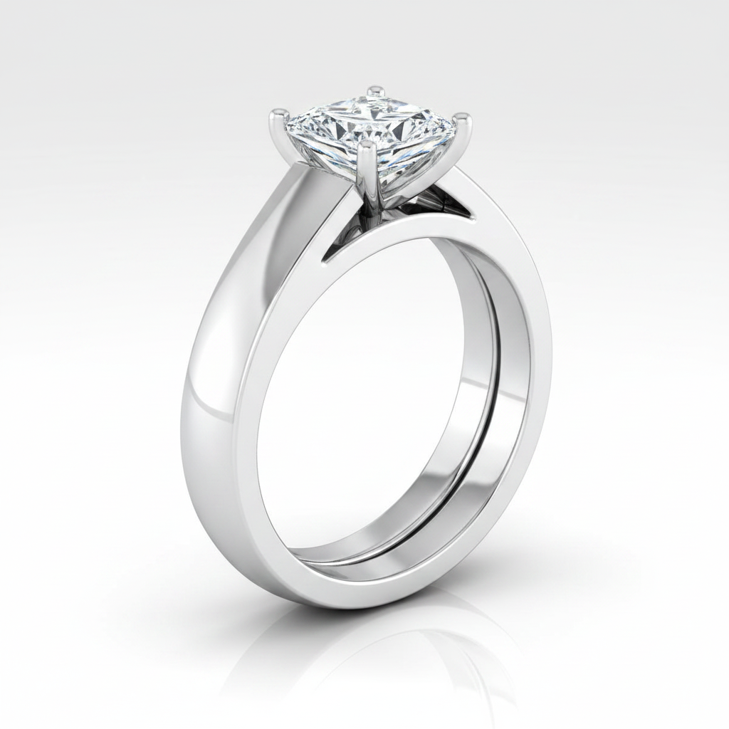 The Carly Matching Wedding Band, Princess in 18K White Gold