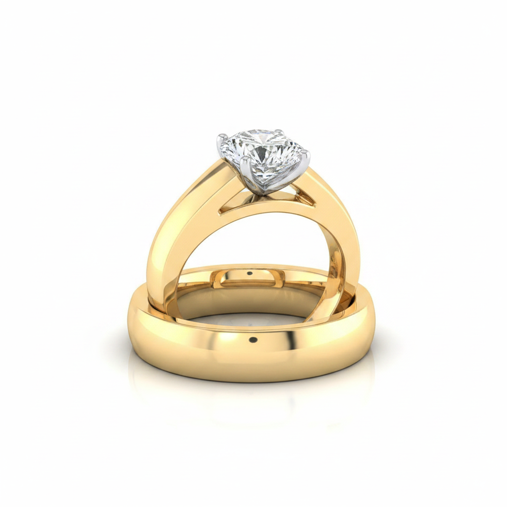 The Carly Matching Wedding Band, Round in 18K Yellow Gold