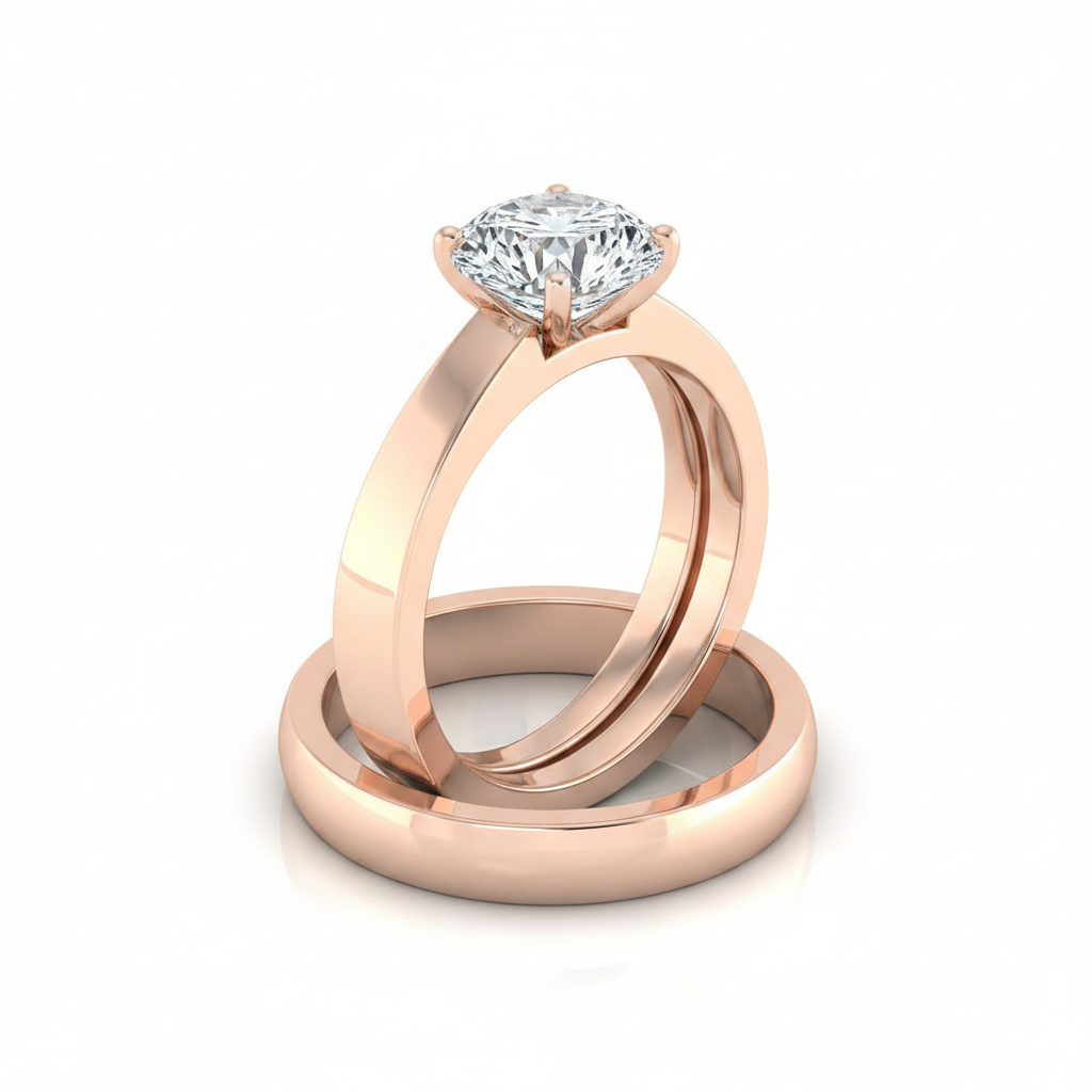 The Carmen Matching Wedding Band, Round in 14K Rose Gold