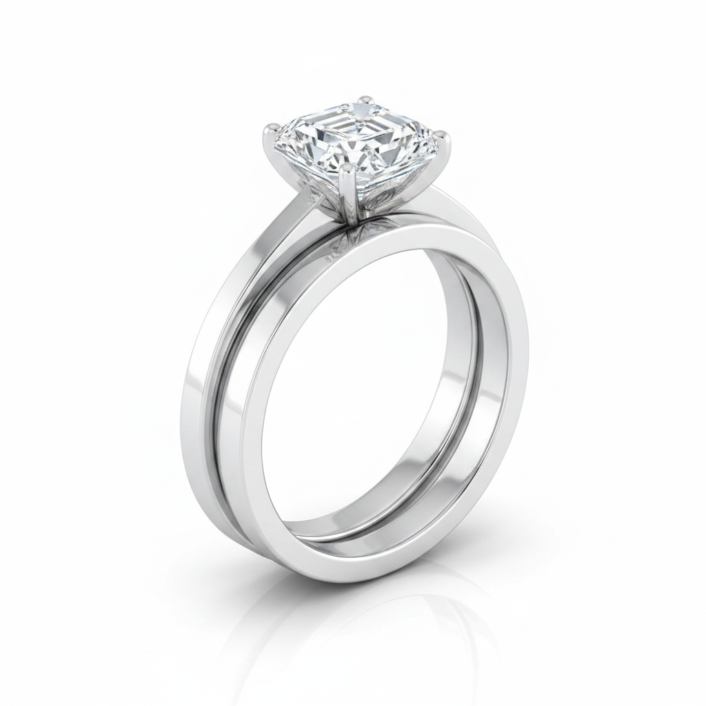 The Carmen Matching Wedding Band, Asscher in 18K White Gold