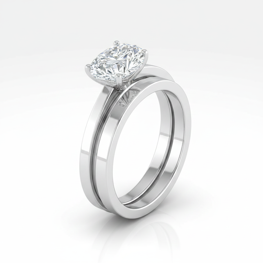 The Carmen Matching Wedding Band, Oval in 18K White Gold
