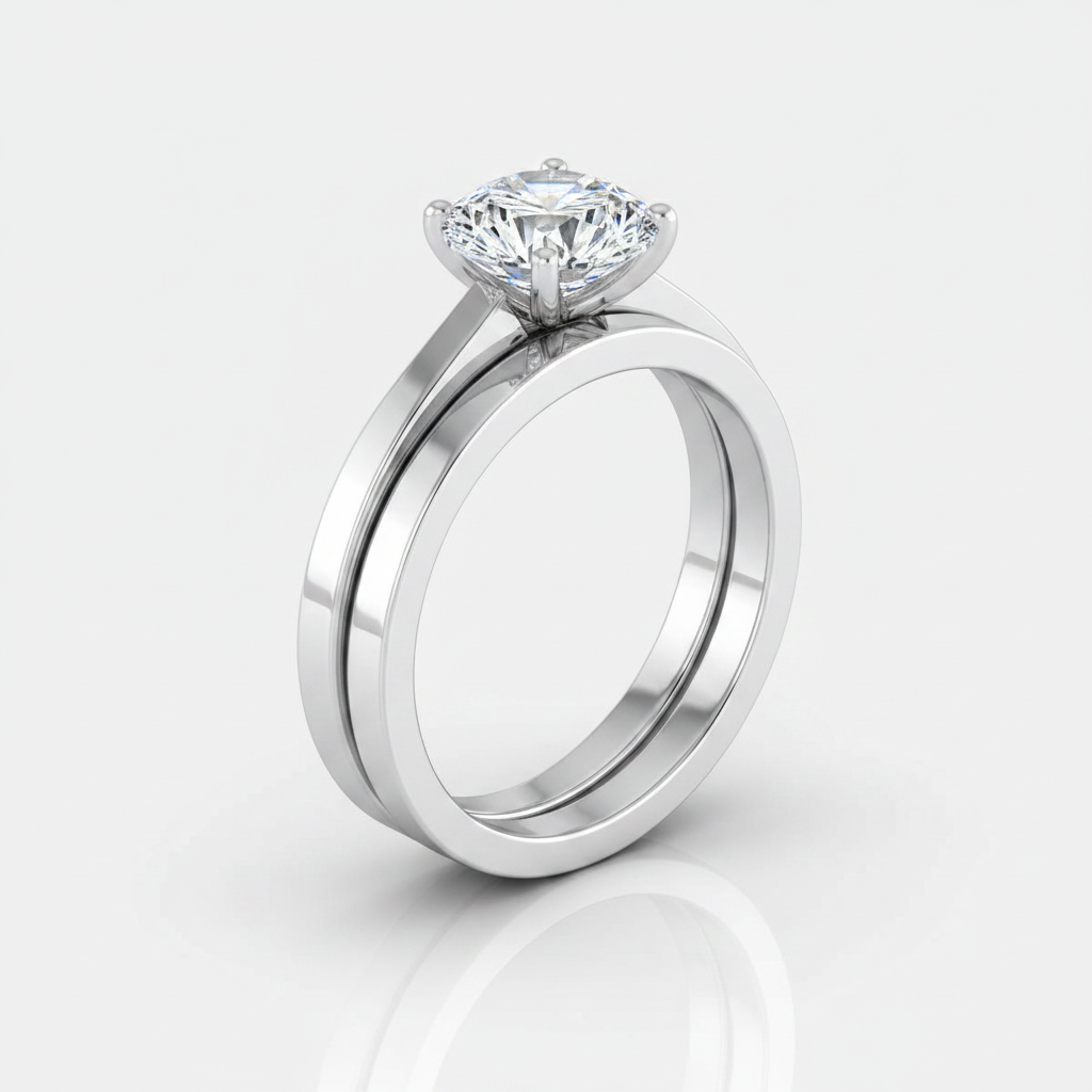 The Carmen Matching Wedding Band, Round in 18K White Gold