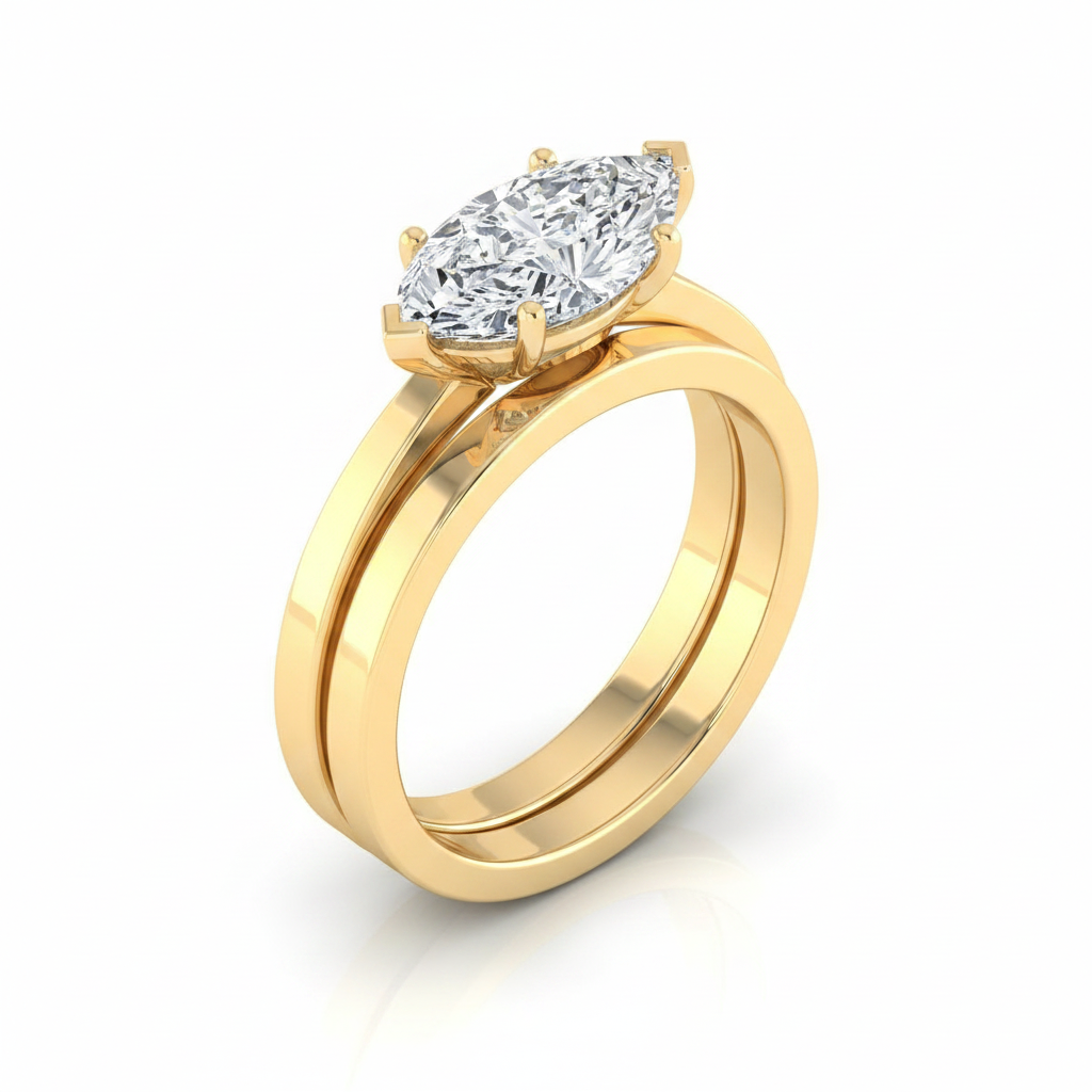 The Carmen Matching Wedding Band, Marquise in 18K Yellow Gold