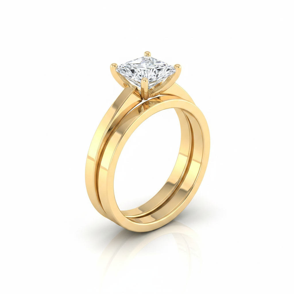 The Carmen Matching Wedding Band, Princess in 18K Yellow Gold