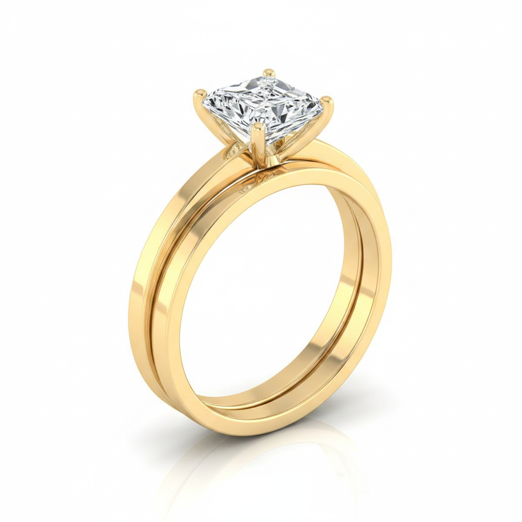 The Carmen Matching Wedding Band, Radiant in 18K Yellow Gold