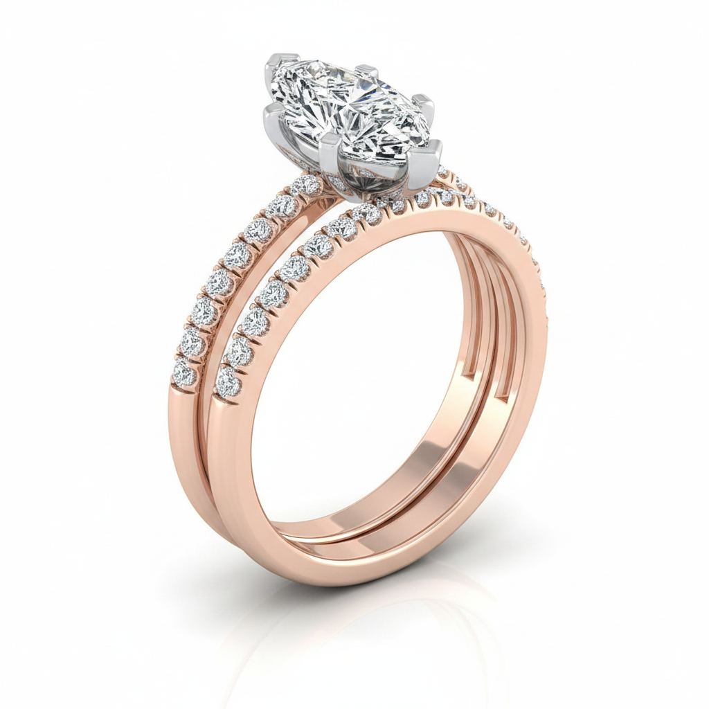 The Carole Matching Wedding Band, Marquise in 14K Rose Gold | RockHer