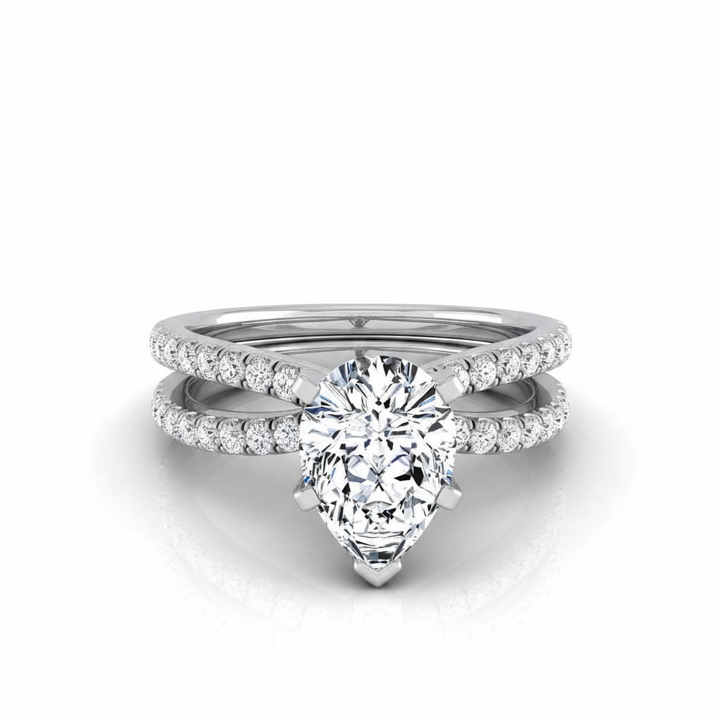 The Carole Matching Wedding Band, Pear in 18K White Gold | RockHer