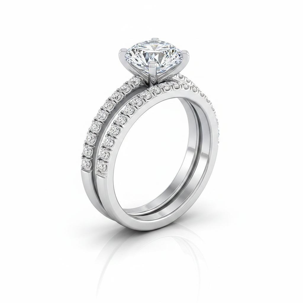 The Carole Matching Wedding Band, Round in 18K White Gold | RockHer