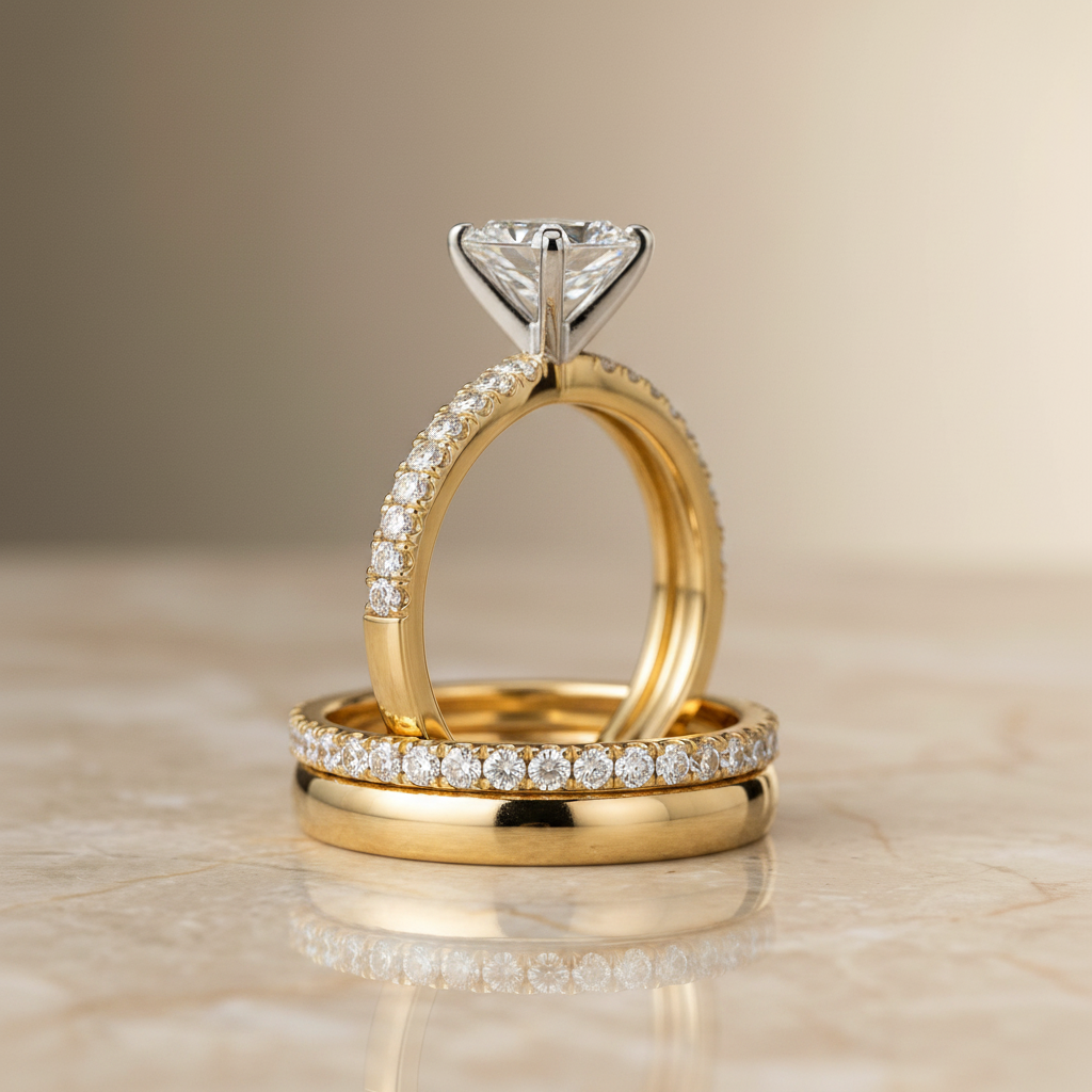 The Carole Matching Wedding Band, Emerald in 18K Yellow Gold | RockHer