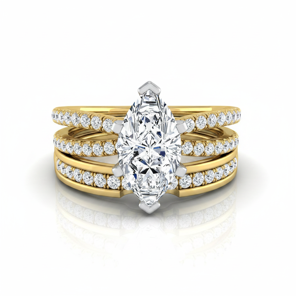 The Carole Matching Wedding Band, Marquise in 18K Yellow Gold | RockHer