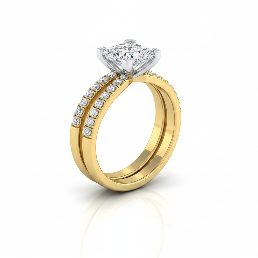 The Carole Matching Wedding Band, Princess in 18K Yellow Gold | RockHer