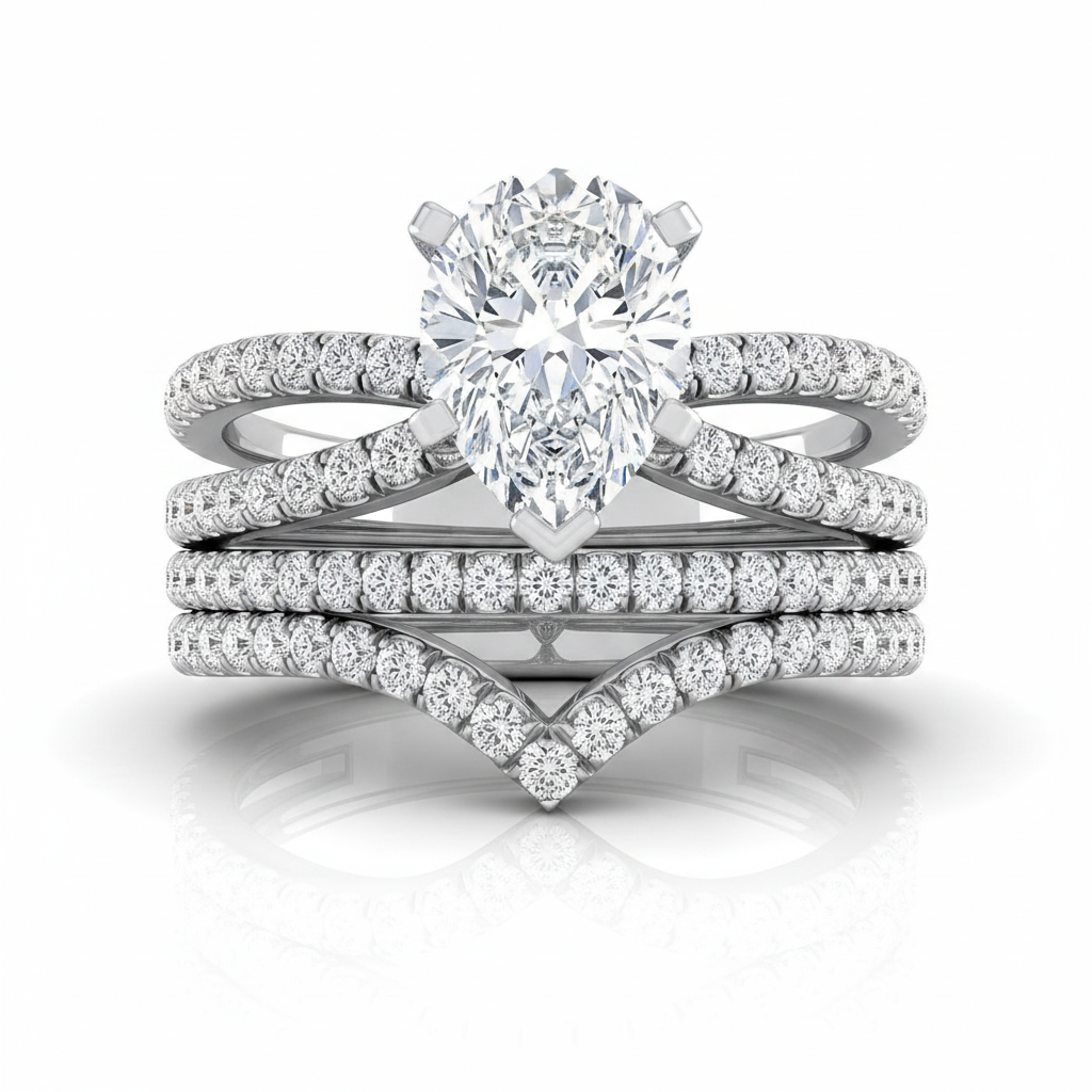 The Carole Matching Wedding Band, Pear in Platinum | RockHer