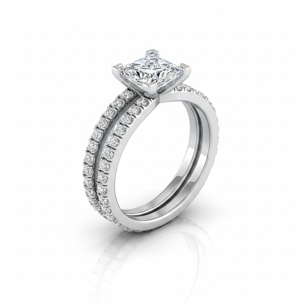 The Carole Matching Wedding Band, Princess in Platinum | RockHer