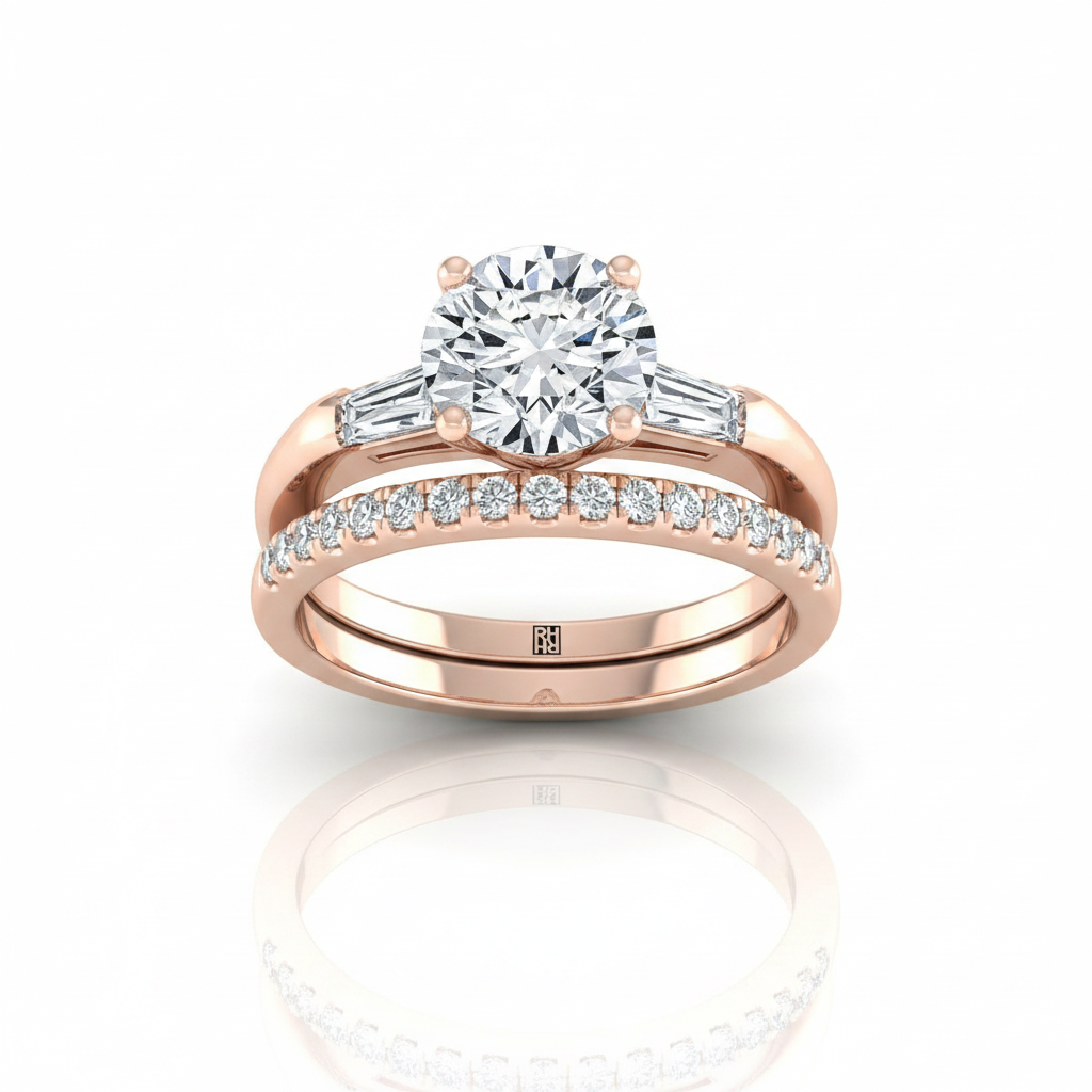 The Caroline Matching Wedding Band, Round in 14K Rose Gold | RockHer