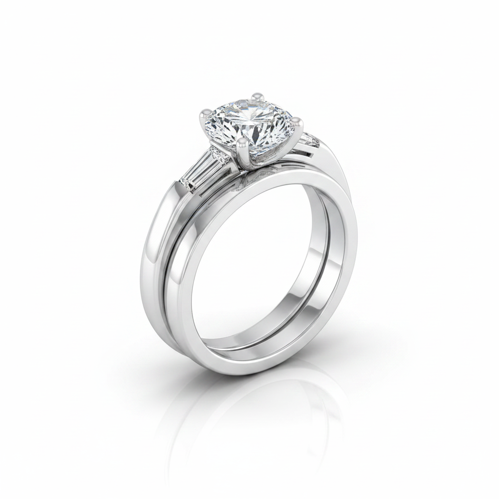 The Caroline Matching Wedding Band, Round in 18K White Gold | RockHer