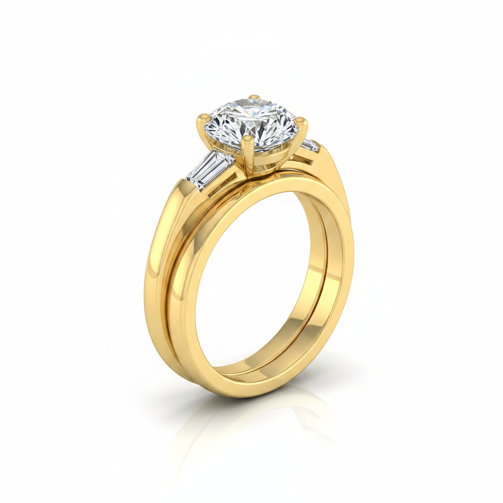 The Caroline Matching Wedding Band, Round in 18K Yellow Gold | RockHer