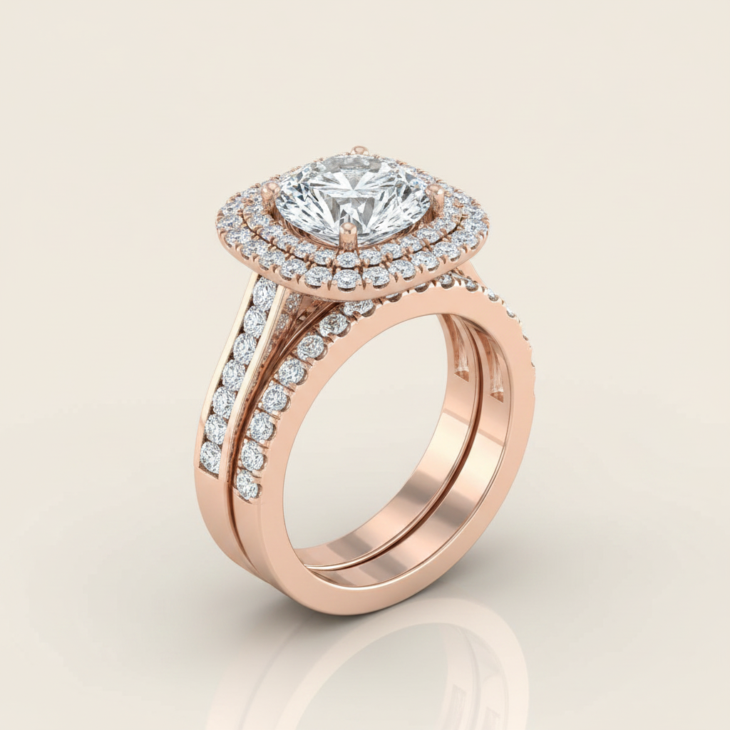 The Cecilia Matching Wedding Band, Round in 14K Rose Gold