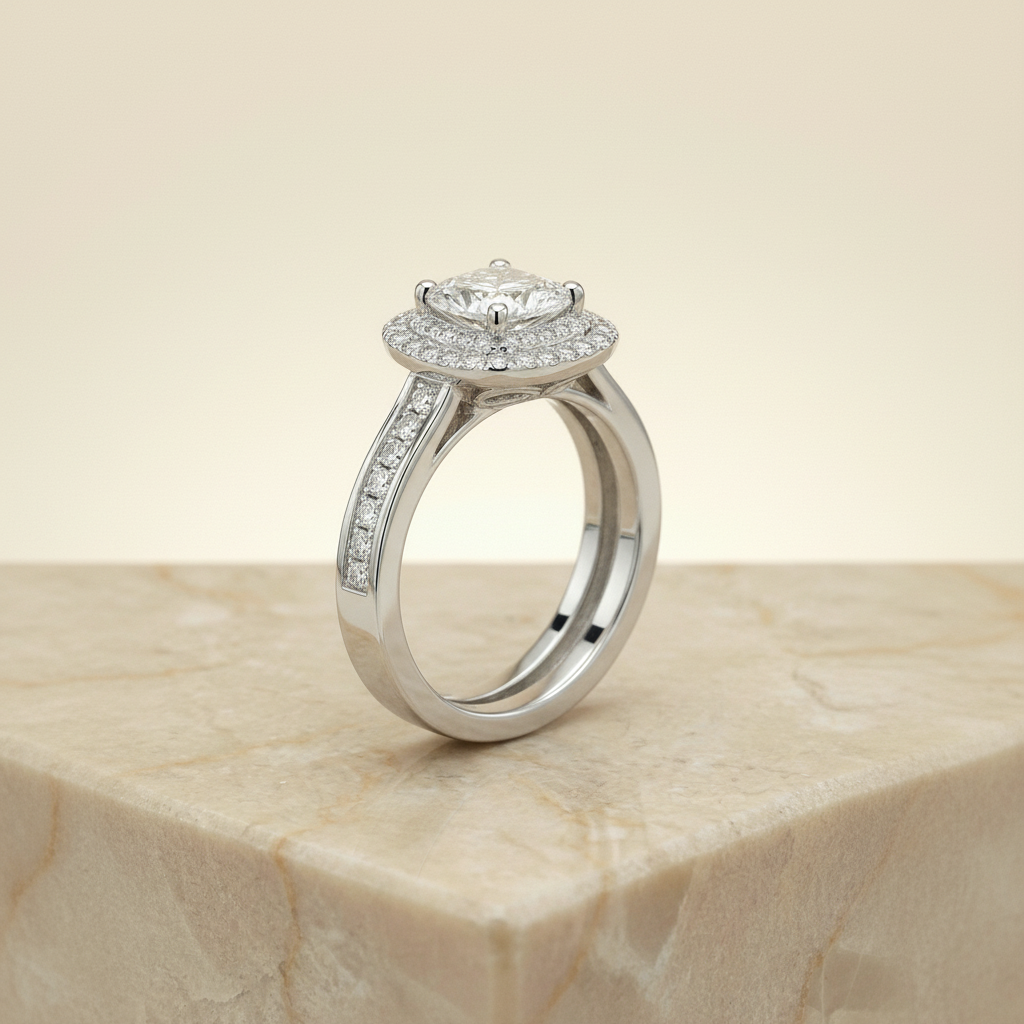 The Cecilia Matching Wedding Band, Princess in Platinum