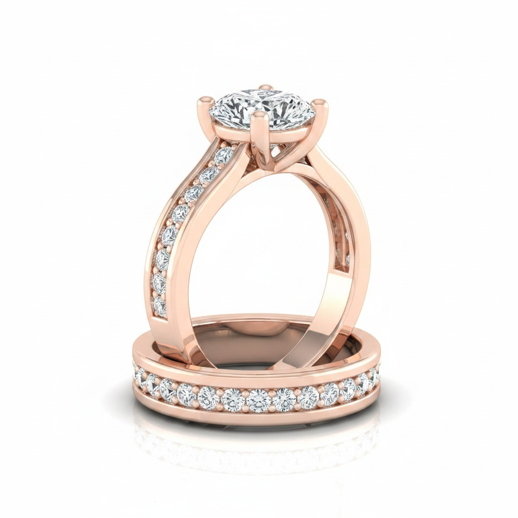The Celesta Matching Wedding Band, Cushion in 14K Rose Gold | RockHer