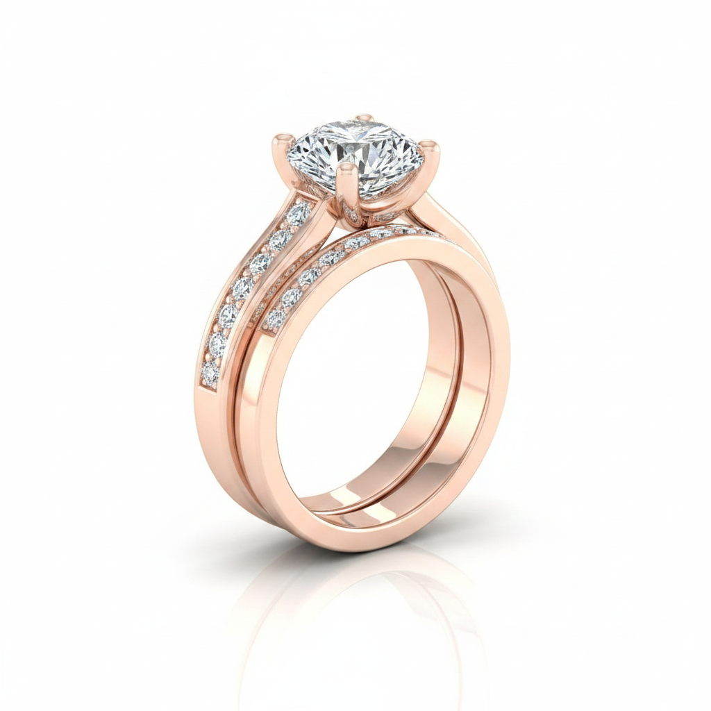 The Celesta Matching Wedding Band, Round in 14K Rose Gold | RockHer