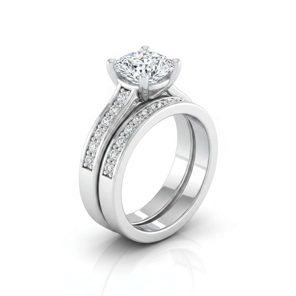 The Celesta Matching Wedding Band, Cushion in 18K White Gold | RockHer