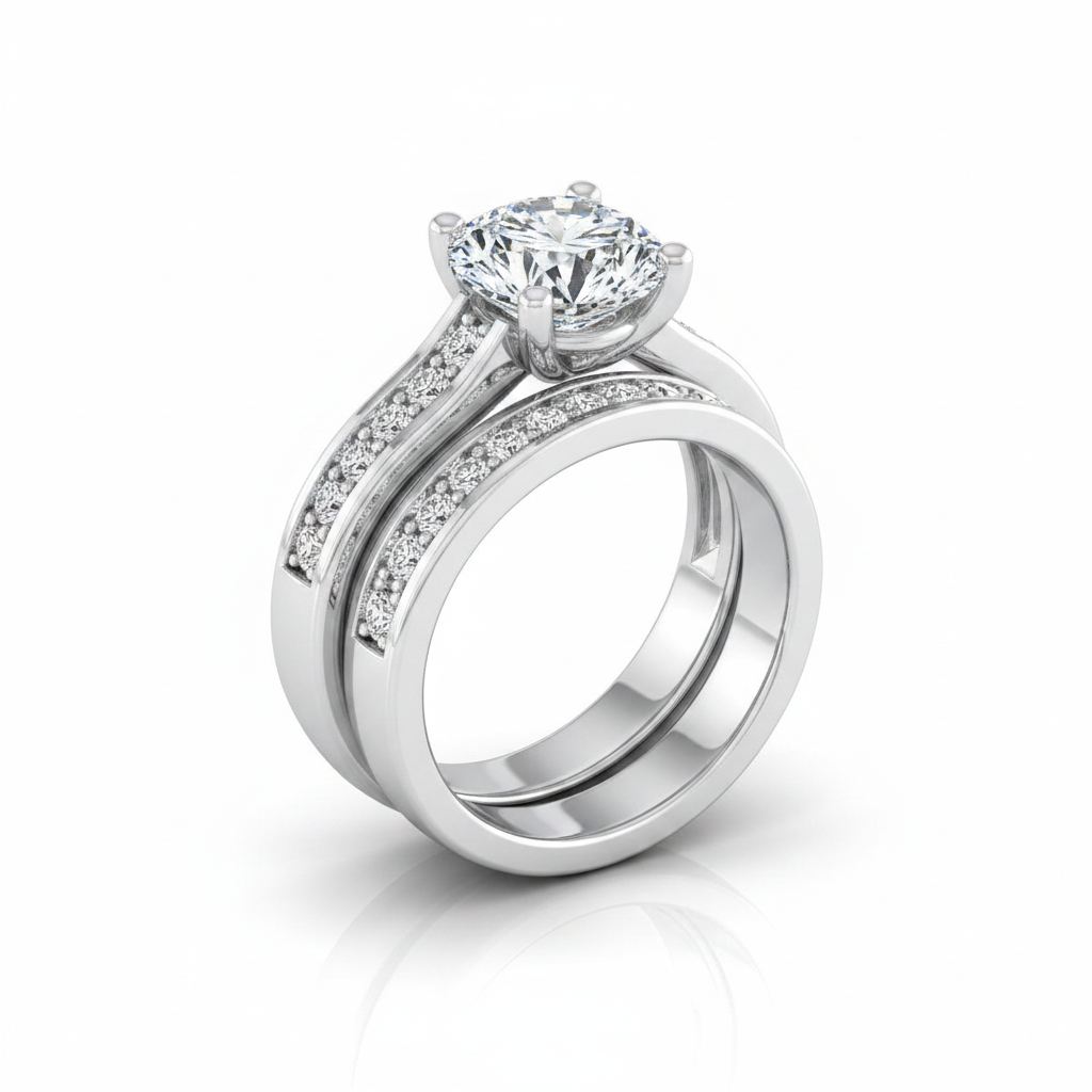 The Celesta Matching Wedding Band, Round in 18K White Gold | RockHer