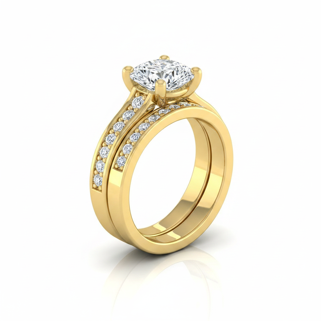 The Celesta Matching Wedding Band, Cushion in 18K Yellow Gold | RockHer