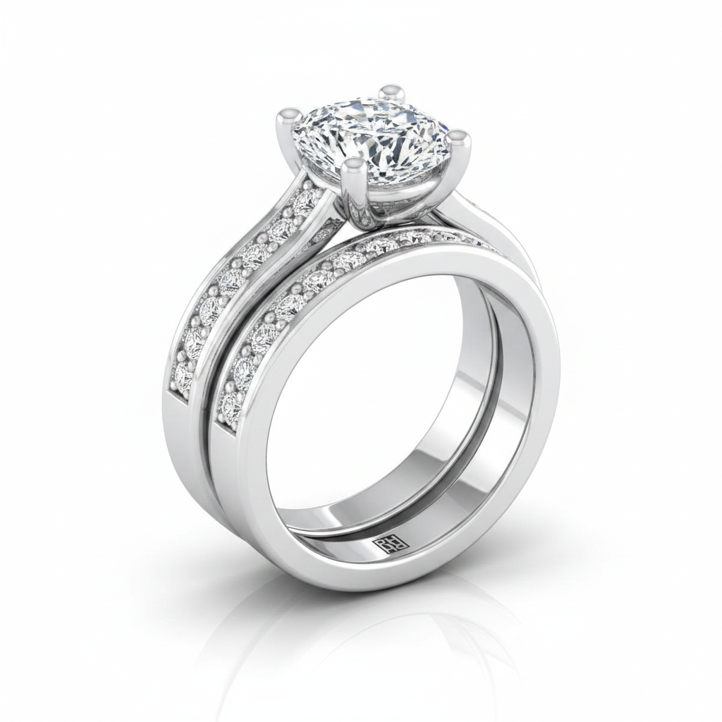The Celesta Matching Wedding Band, Cushion in Platinum | RockHer