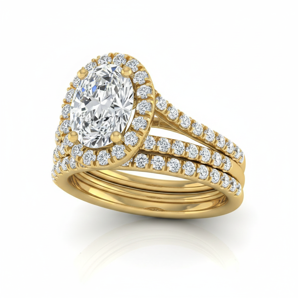 The Celine Matching Wedding Band, Oval in 18K Yellow Gold