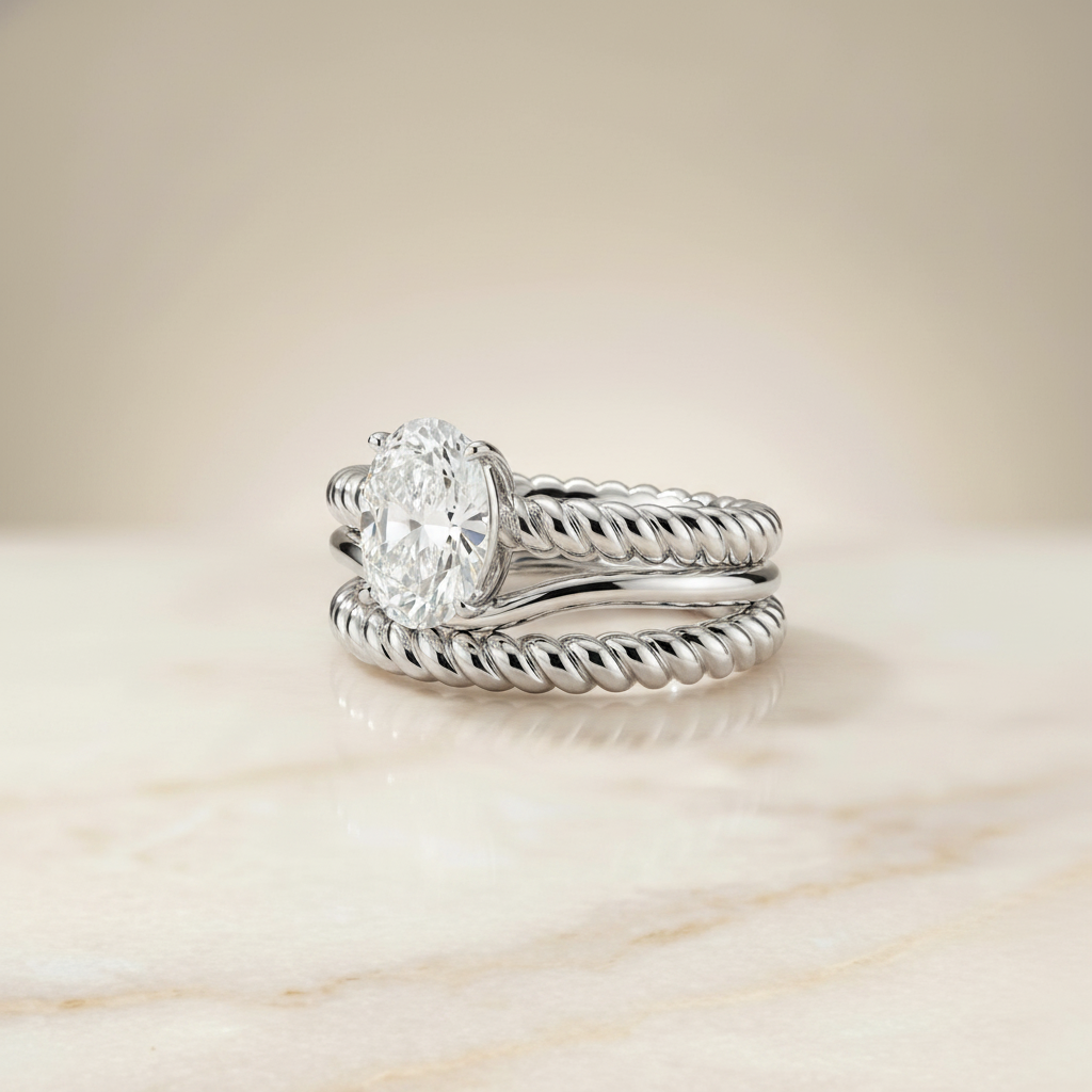The Charlie Matching Wedding Band, Oval in 18K White Gold | RockHer