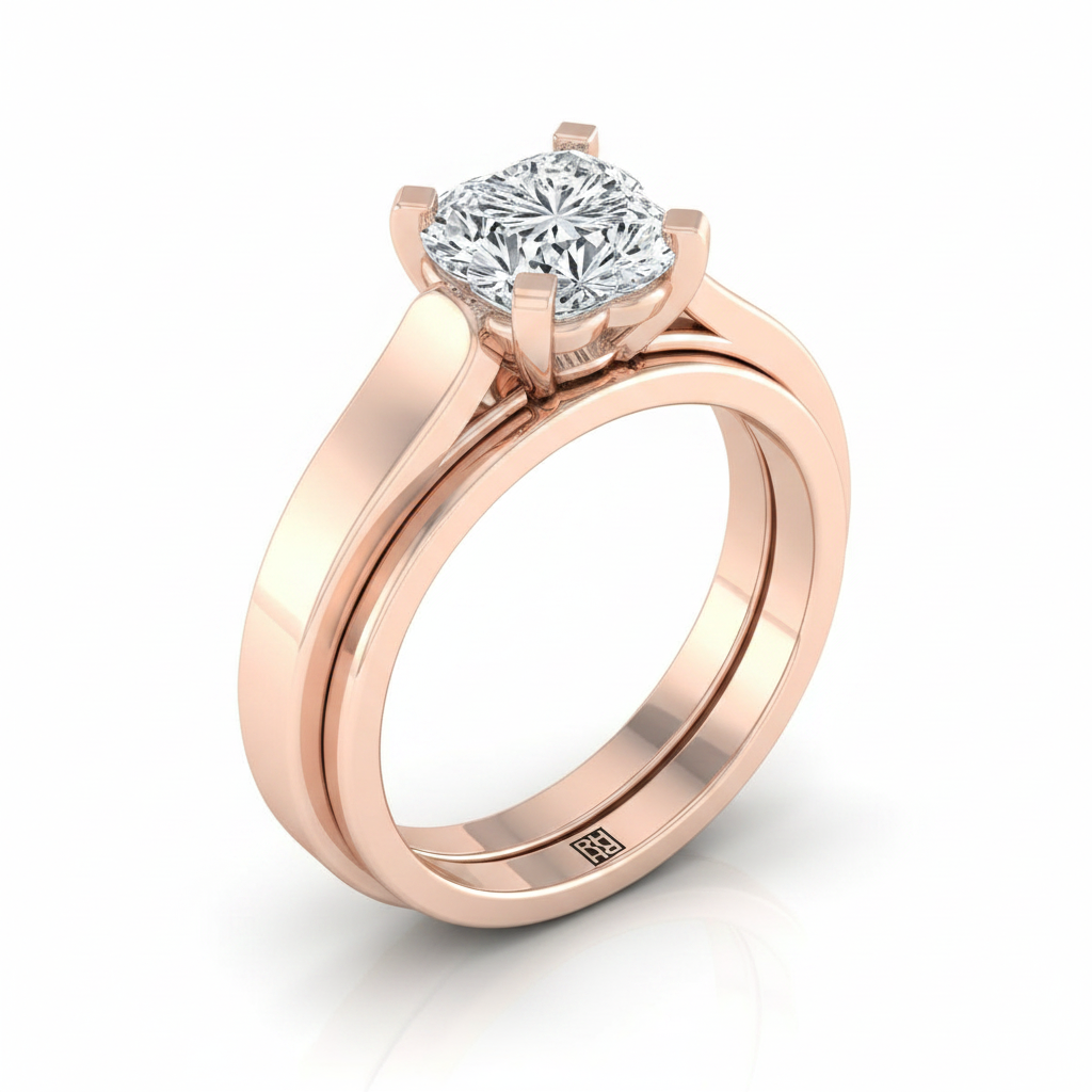 The Charlotte Matching Wedding Band, Heart in 14K Rose Gold
