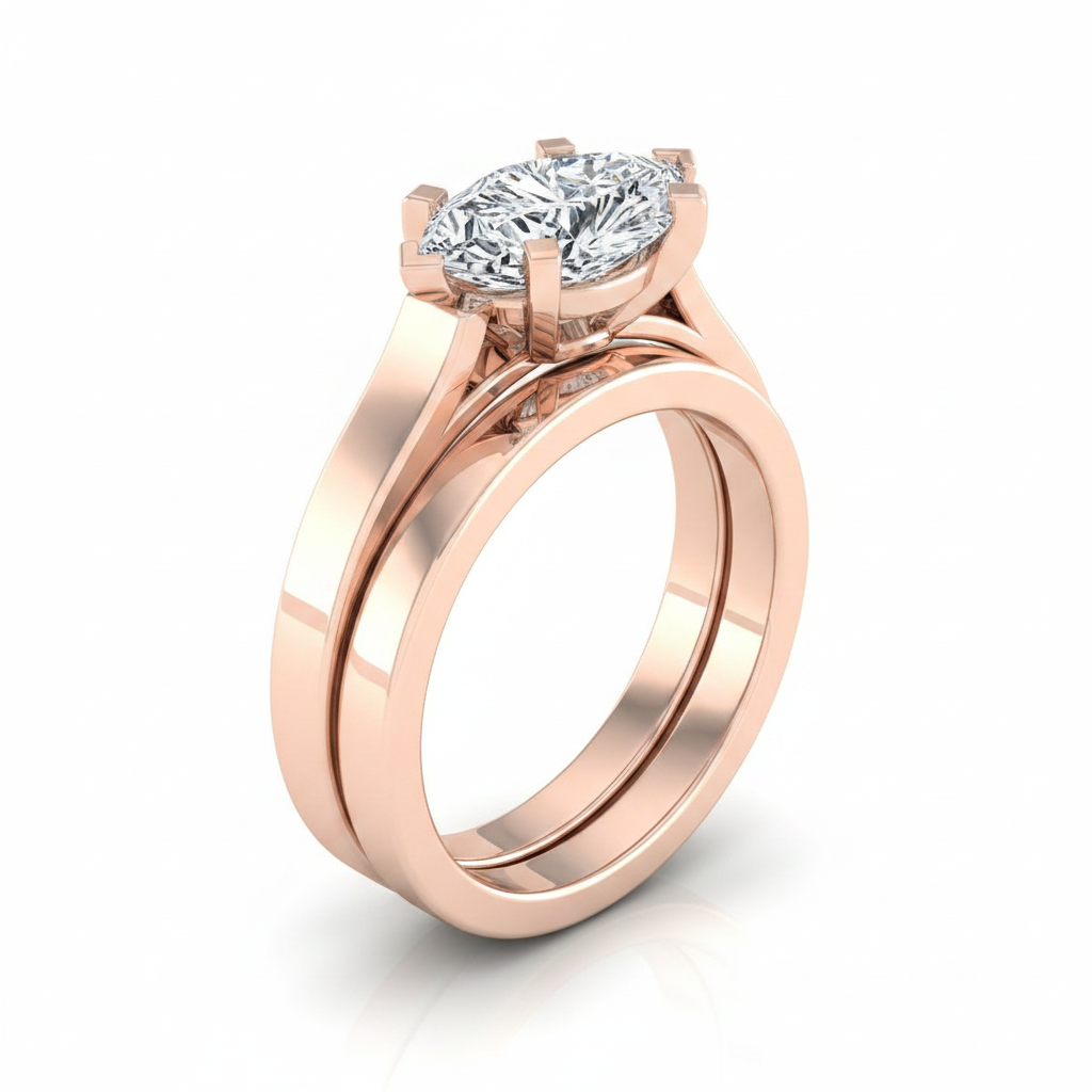 The Charlotte Matching Wedding Band, Marquise in 14K Rose Gold