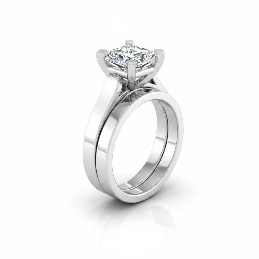 The Charlotte Matching Wedding Band, Radiant in 18K White Gold