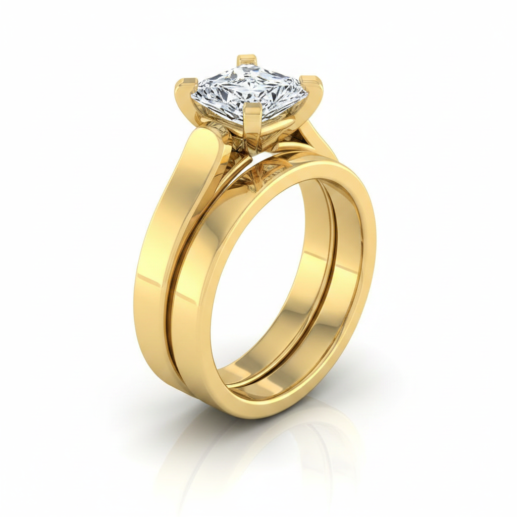 The Charlotte Matching Wedding Band, Radiant in 18K Yellow Gold