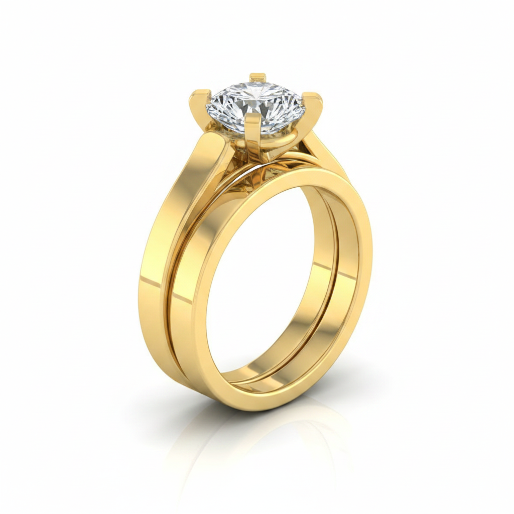 The Charlotte Matching Wedding Band, Round in 18K Yellow Gold